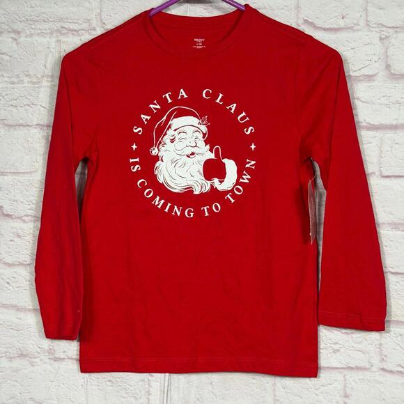 Holiday Time Other - Holiday Time Red Santa Claus Long Sleeve Shirt Kids 8 NWT